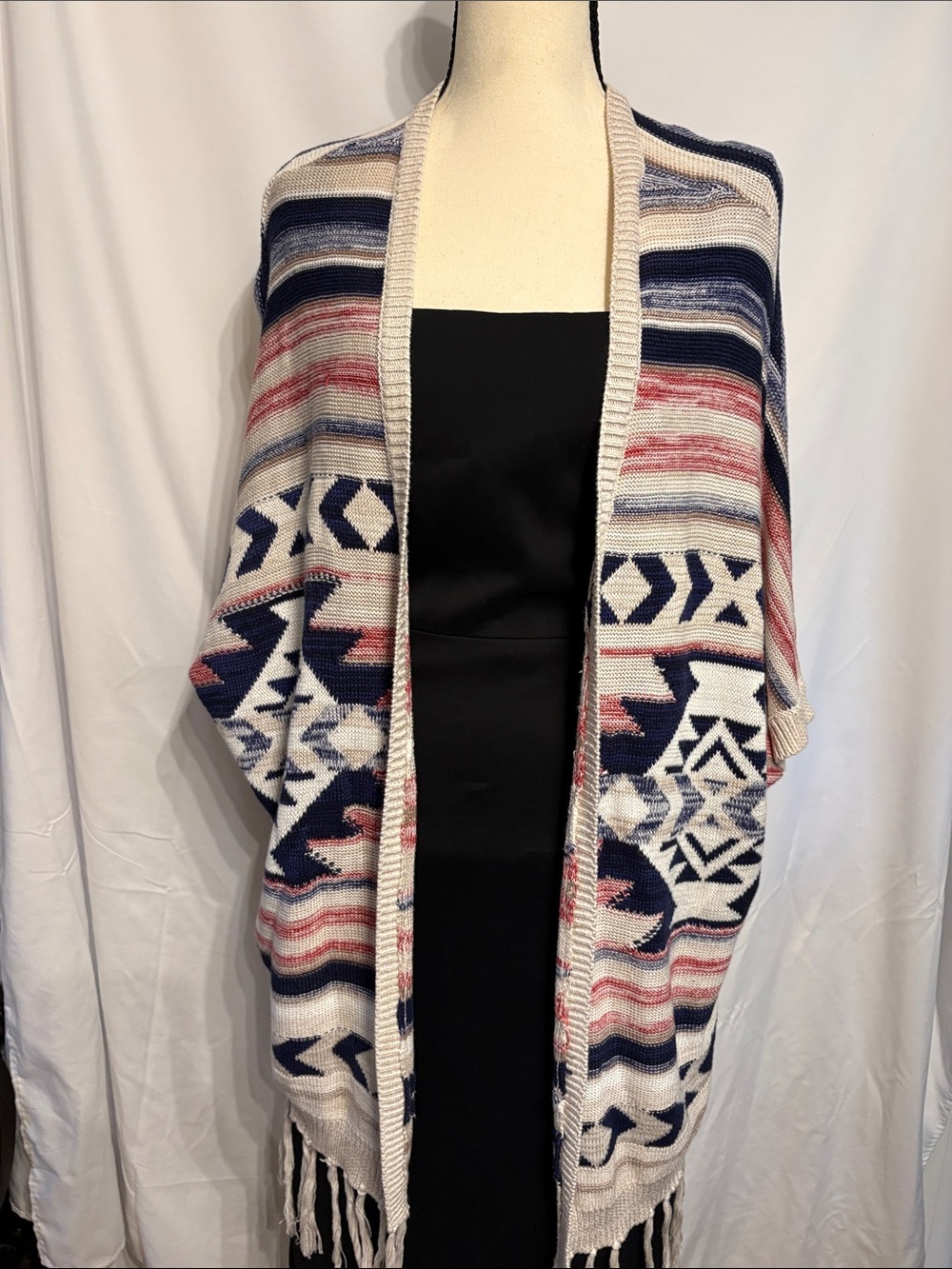 Garage Multicolor Knit Boho/Southwest Cardigan/Shawl/Open Poncho
